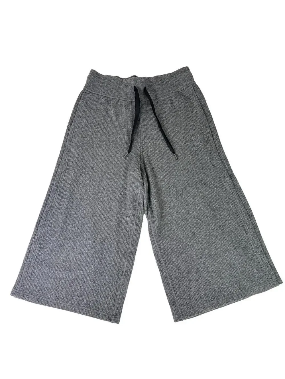 Lululemon Wide Leg Crop Lounge Pants Gray Ribbed Size 8